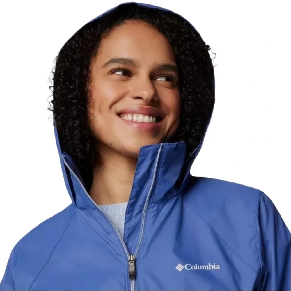 Columbia Switchback III Rain Jacket Blue Full Zip Hooded Pockets size xs NWT